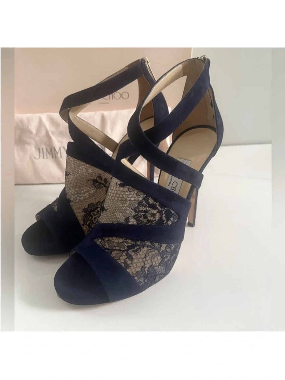 AUTHENTIC JIMMY CHOO ITALIAN LACE STILETTO HEELS